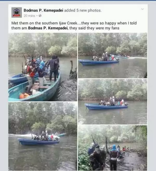 Heavily Armed Niger Delta Militants Pictured At Southern Ijaw Creek (Photo)